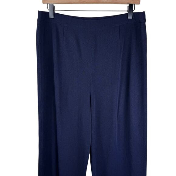 Exclusively Misook Navy Blue Acrylic Knit Pull On Full Length Straight Leg Pants - Picture 3 of 6